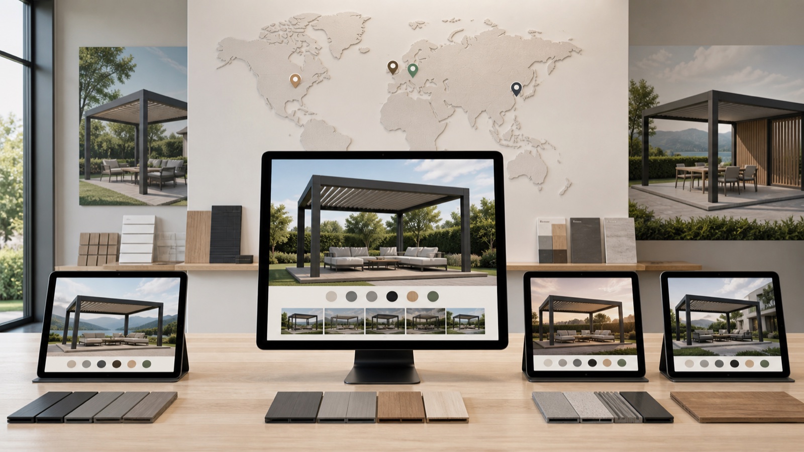 Vista 3D di un prodotto configurabile (porta) per spiegare America Latina: software di configurazione per reti di rivenditori, software su misura e lancio.